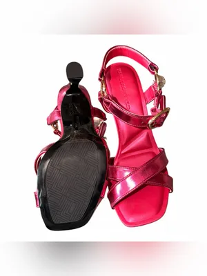 NEW $119 KARL LAGERFELD PARIS Women Daelin Square Toe Sandals Hot Pink Metallic thumbnail 11
