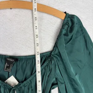 NWT Forever 21 Satin Tie Front Blouse Women's S Green Fairy Princess Cottagecore thumbnail 6