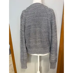 Free People Too Good Marled Grey Cotton Blend Raglan Sleeve Knit Sweater L thumbnail 4