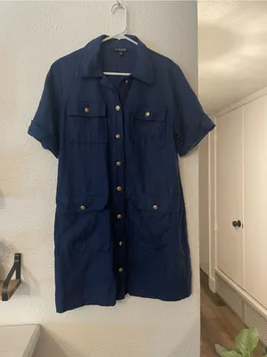 J. Crew Gamine Shirtdress Short-Sleeve Button-Front Dress Size 8 100% Linen thumbnail 2
