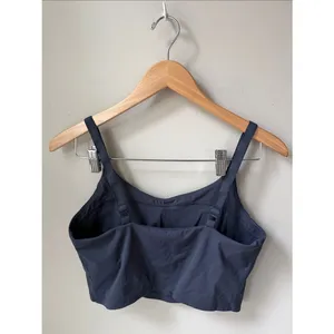 Athletic Longline Sports Bra Tank Slate Blue Gray Adjustable Straps Activewear thumbnail 2