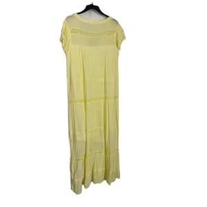 POL Maxi Dress Size Large Butter Yellow Tiered Lace Boho Peasant thumbnail 3