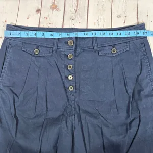 J Crew Navy Wide Leg Pleated Button Front Cotton‎ Pants Size 12 thumbnail 9