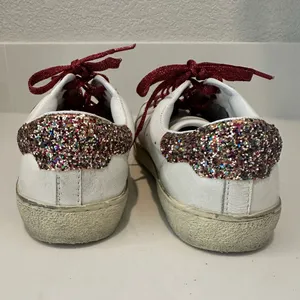Saint Laurent Paris White Leather Glitter Diamond Patch Low Top Sneakers Size 36 thumbnail 6