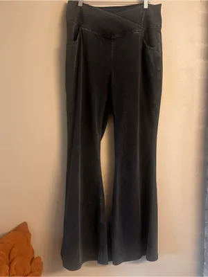 HALARA FLEX High Waisted InstantCool Crossover Flare Jeans Gray Size XL thumbnail 2