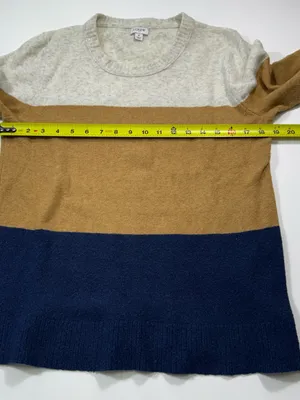 J. Crew Wool Blend Colorblock Crewneck Sweater in Cream, Brown & Navy thumbnail 4