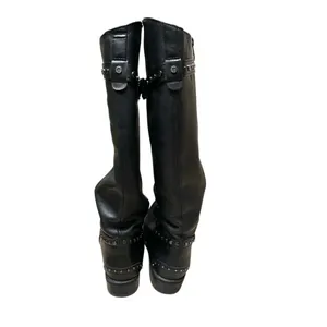Sam Edelman Paxton Women's 6.5 black leather‎ studded tall moto riding boots thumbnail 4