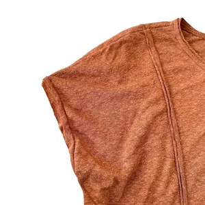 Max Studio London Chestnut Brown‎ Linen Blend Boxy Crop Top Women's Medium NWT thumbnail 5