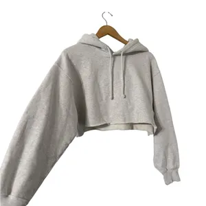 ARITZIA Tna Crop Fleece Gray Hoodie Sweatshirt Pullover Top thumbnail 3