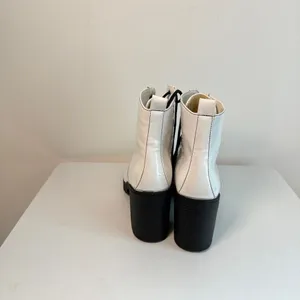 Qupid- White Heeled Combat Boots thumbnail 4