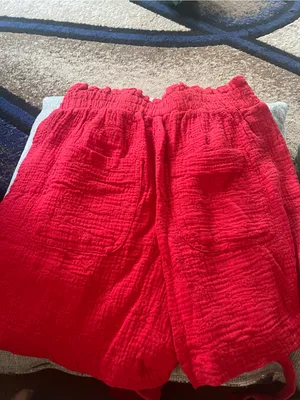 Knox Rose Red Textured Tie-Waist Bermuda Shorts thumbnail 5