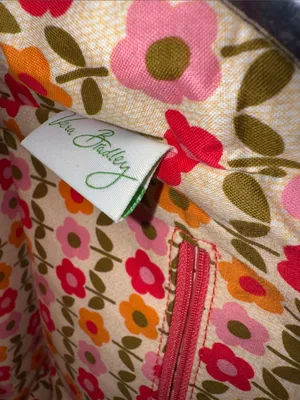 Vera Bradley Floral Quilted Handbag-Pink, Olive & Orange thumbnail 9