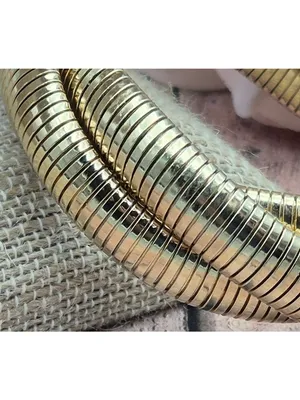 Gold Tone Triple Snake Chain Bracelet Intertwined Statement Chunky thumbnail 2