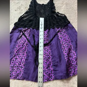 FREE PEOPLE Women’s Purple Silk Open-Crocheted Top Tie-Back Size‎ Small thumbnail 8