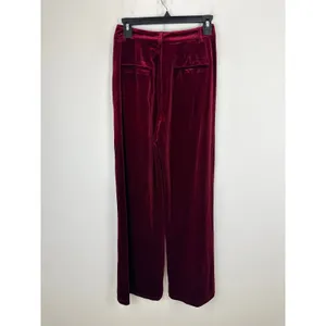 Lulus Posh Idea Plum Velvet High-Rise Straight Leg Trouser Pants Small NWT thumbnail 7