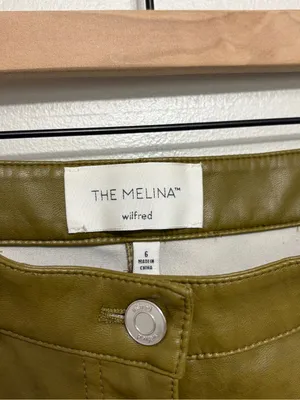 Aritzia Wilfred The Melina Vegan Leather Pants in Chartreuse Green - Size 6 thumbnail 3