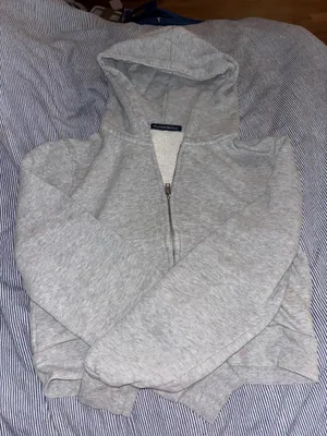 Cropped Brandy Melville Zip-Up Hoodie Grey thumbnail 1