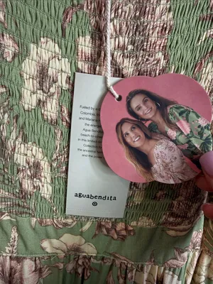 Aqua Bendita x Target floral puff sleeve smocked mini dress size large NWT thumbnail 5