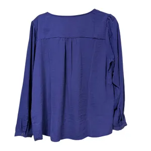 Maurices Womens Blue Pintuck V-Neck Long Sleeve Blouse Top Size L NWT thumbnail 3