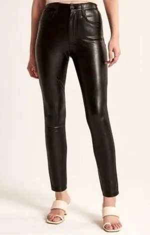 A&F Vegan Leather Pants Black Slim Fit Size 10 Size 30 thumbnail 1