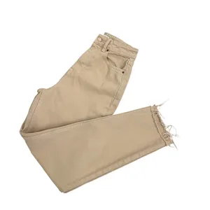 ZARA Ultra High Rise Mom Jean Tan Bleach Dye Frayed Denim Pants Size 2 thumbnail 3