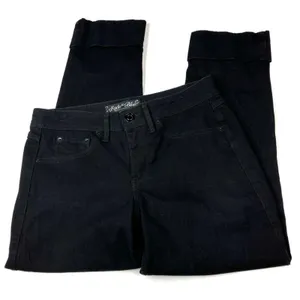Fade to Blue Black Skinny Straight Leg Rolled Cuff Jeans Womens 10 thumbnail 1