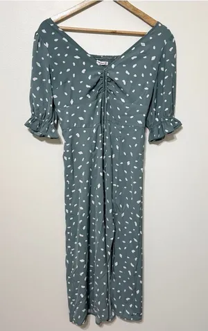 Abercrombie & Fitch Polka Dot Midi Dress Size XS Teal Green thumbnail 1