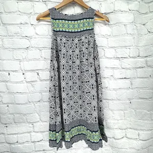 Crown & Ivy Dress Small Navy Sleeveless Shift Sundress Lightweight Boho Hippy thumbnail 2