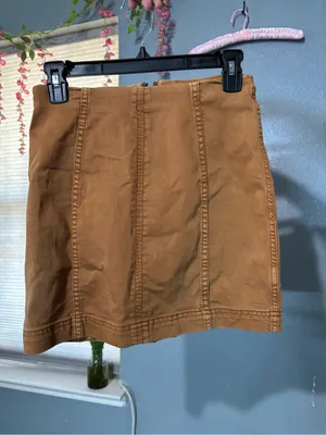 Free People Women's Tan Denim-Style Mini Skirt thumbnail 2