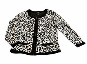 White House | Black Market full zip leopard print cardigan thumbnail 1