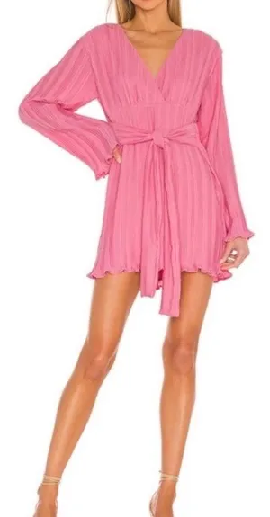 Lovers + Friends Pink Pleated Bianca Mini Dress Long Sleeve thumbnail 1