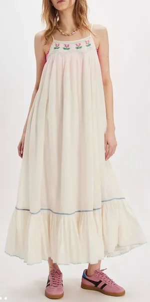 NEW FREE PEOPLE Tip Toeing Tulip Dress whisper white Sz S thumbnail 1