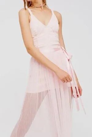 Free people Elegant Pink Sleeveless embroidered bodycon mini Dress thumbnail 1