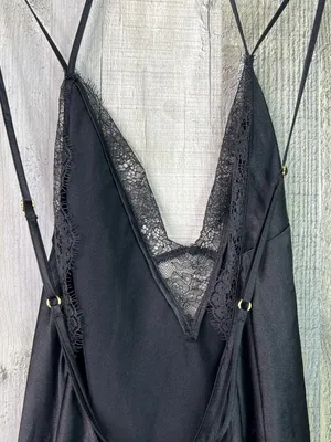 Victoria’s Secret Small Black Lace Satin Cami Slip Nighty Dress Adjustable Strap thumbnail 3