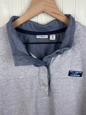 L.L. Bean Women's Soft Cotton Rugby Shirt Size XL Heather Grey Chambray Preppy thumbnail 3