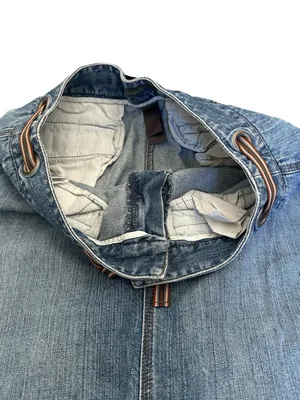 Vintage Y2K Denim Skirt Size 6 Low Rise Grommet Ribbon Belt Boho Streetwear thumbnail 3