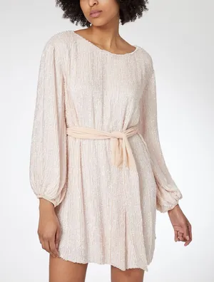 NWT Retrofete Grace Sequined Mini Dress Pearl Size Medium thumbnail 1