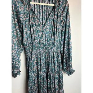 Anthropologie Current Air Tiered Green and Pink Floral Mini Dress Sz. S thumbnail 4