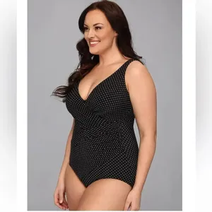 Miraclesuit Pin Point Oceanus V-neck Slimming One Piece Swimsuit thumbnail 2