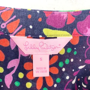 Lilly Pulitzer Garden Menagerie Providence Blouse Purple Red Floral Size Small thumbnail 4
