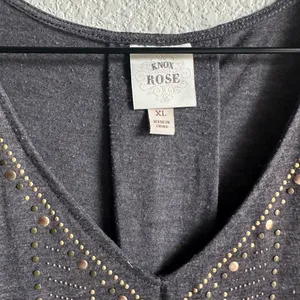 🩶Knox Rose Charcoal Grey and Good Sparkle Embellished V-neck Tank Top thumbnail 3