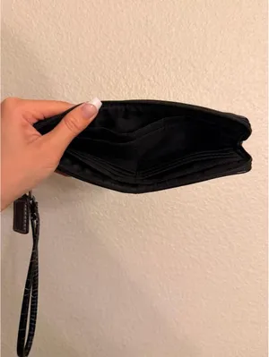 Vintage Black and Gray Coach Wristlet Wallet with Leather Bow thumbnail 4