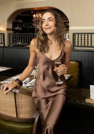 Zara dress midi maxi satin wedding lingerie chocolate brown party cocktail thumbnail 1