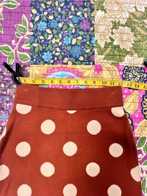 Rust Brown & Cream Polka Dot Knit Midi Skirt thumbnail 3