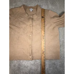 CeCe Flower Embroidered Cardigan‎ sandcastle beige large thumbnail 7