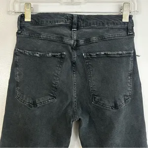 AGOLDE Toni Black Mid Rise Ankle Denim Jeans Raw Hems Size 25 thumbnail 11