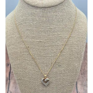 Cute 18" Curb Chain Dainty Two Tone Heart Pendant Necklace Valentine Sweetheart thumbnail 6
