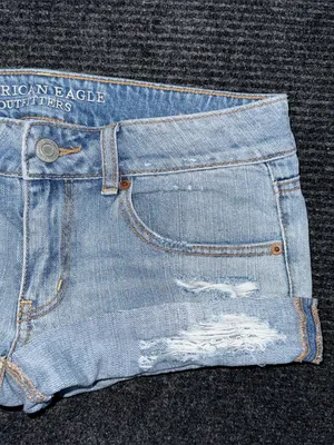 American Eagle VTG Y2K Low Rise Micro Mini Jean Booty Shorts Sz 6 Grunge Preppy thumbnail 3