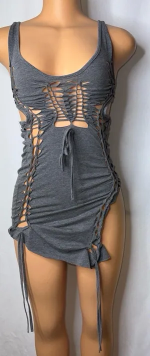 Gray ripped mini dress Size XS thumbnail 3