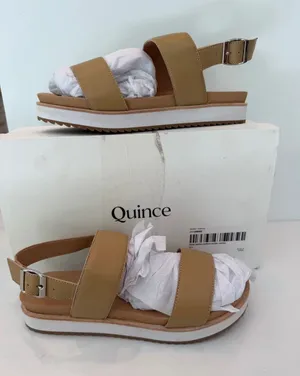 Quince Italian Leather Platform Sandals Sz 7 Strappy Comfort Cashew thumbnail 1